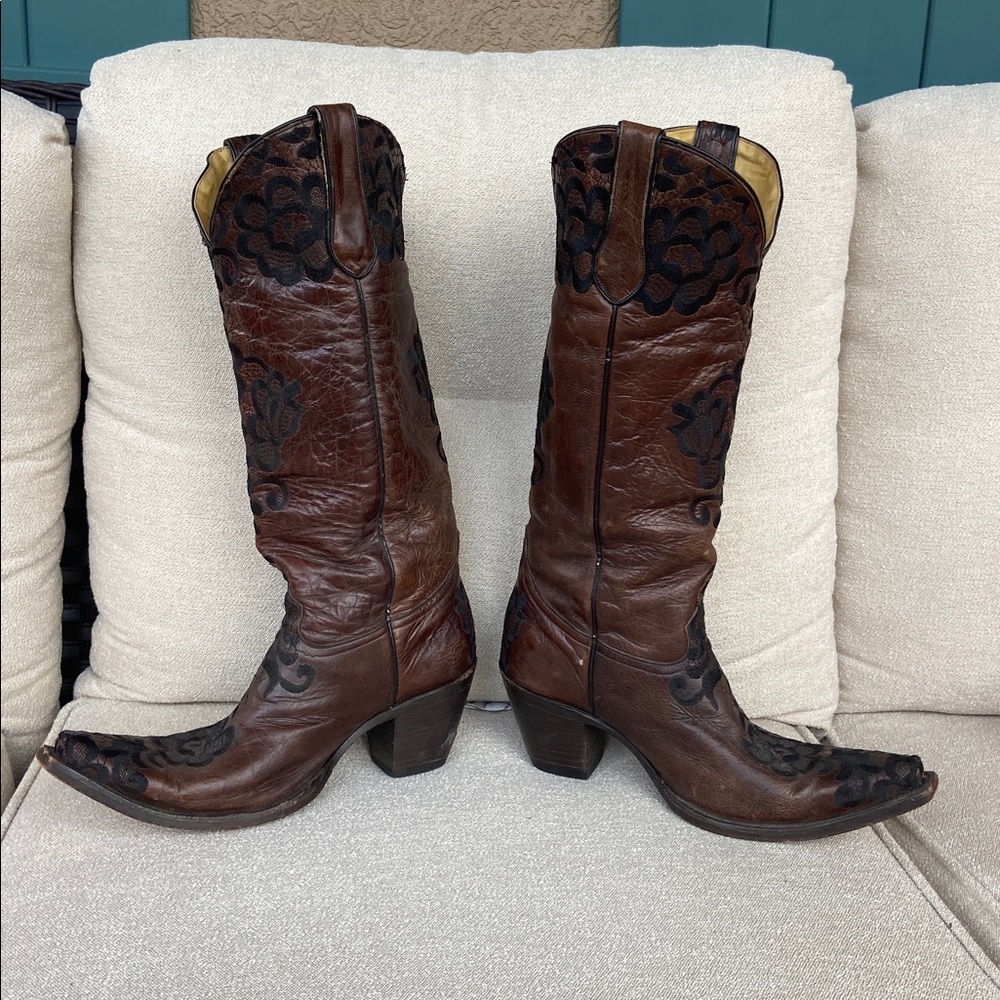 Corral‎ Lace Embroidered Cowboy Boots. Size 10 - Picture 5 of 11